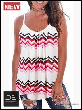 Loose Fit Long Tank Top Pleated Flowy Swing Cami with Spaghetti Straps